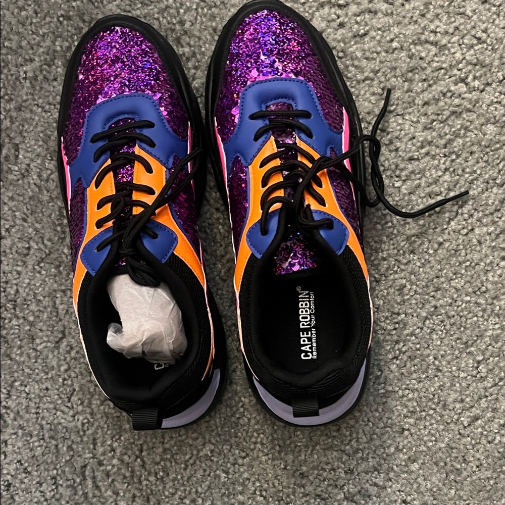 Cape Robbin Glitter Sneakers in Purple and Orange